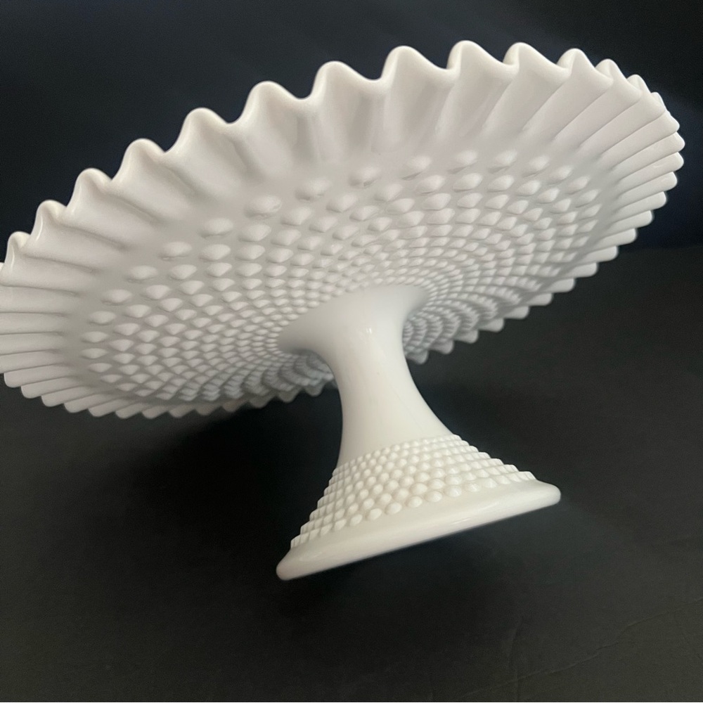 Fenton Milk Glass Cake Stand 13” White Pedestal - Picture 2 of 16